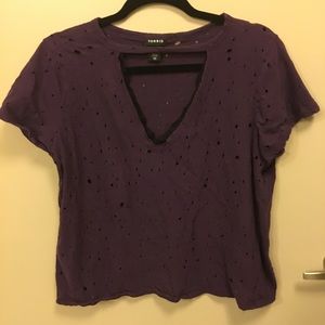 Purple shirt with black lace